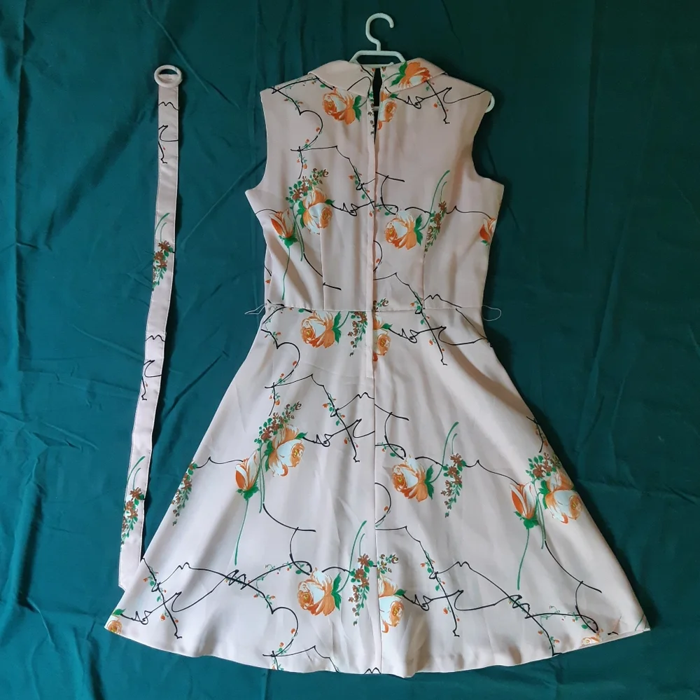 1960 Vintage Pink Sleeveless Dress Polyester Knee Length - Picture 2 of 16
